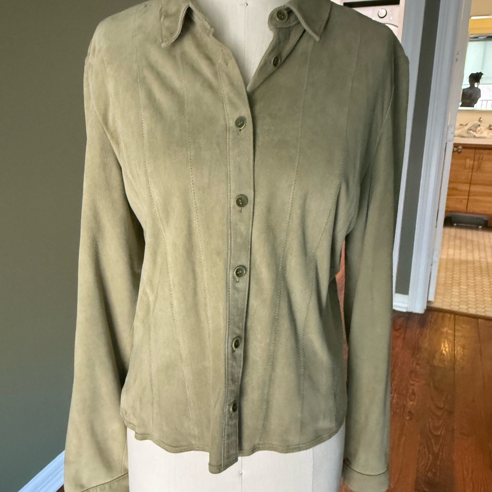 Worth Olive Leather Shirt